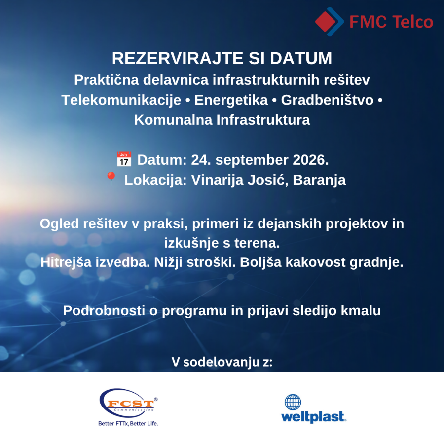Rezervirajte datum: praktična delavnica o infrastrukturi za telekomunikacije, komunalni sektor in izvajalce